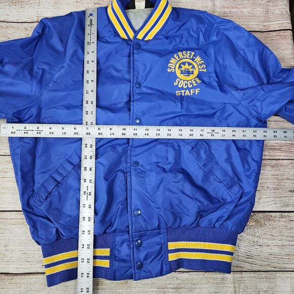 Satin Bomber Jacket Vintage Pla-Jac Dunbrooke Mens Jacket 40M42 Soccer Staff USA - Picture 2 of 7